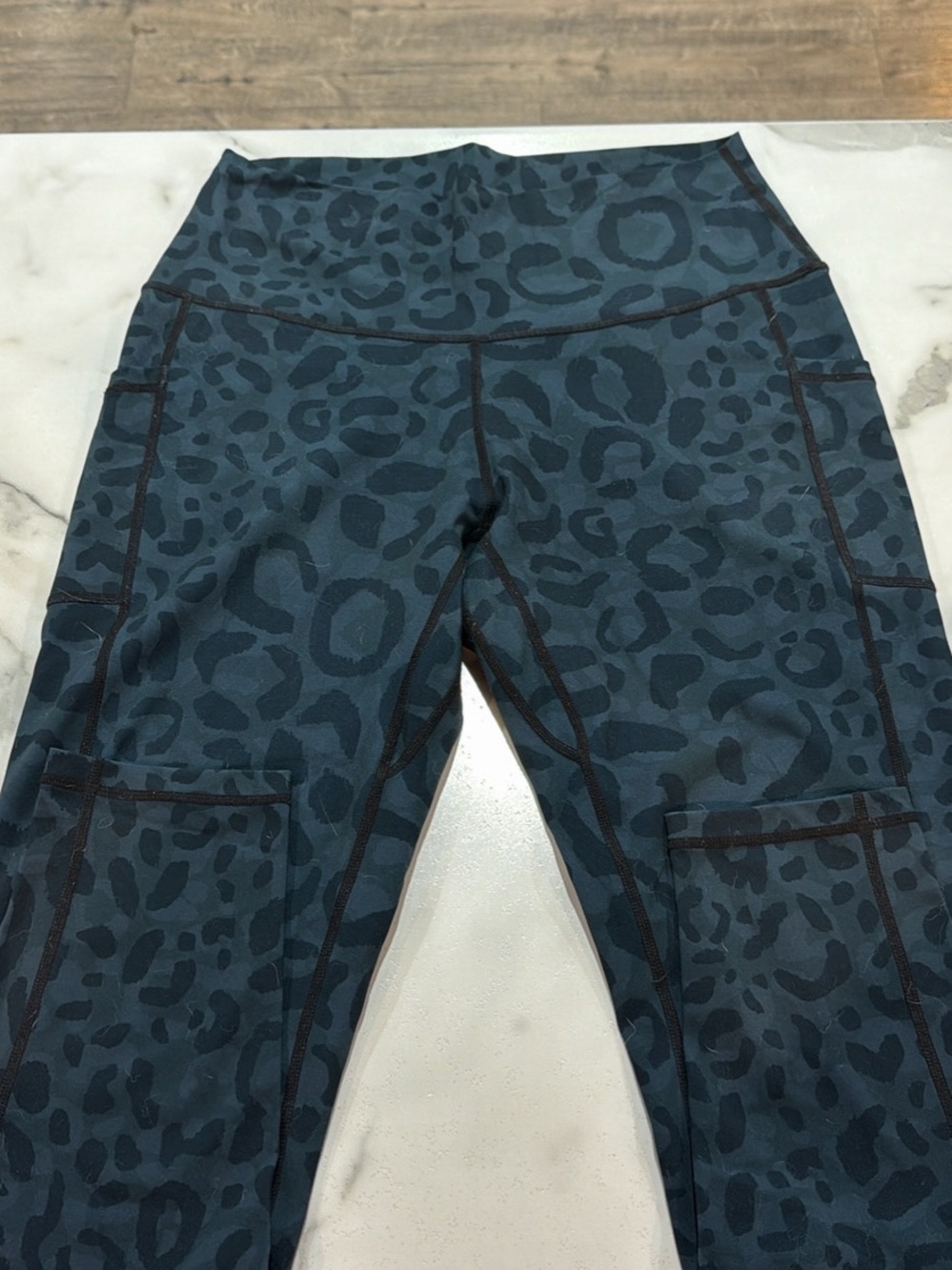 High-Rise Teal Leopard Print Pocket Leggings